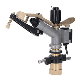 Brass Impact Sprinkler, DN25 1 Inch Heavy Duty Water Sprinkler Head Auto Rotating Large Area Misting Sprayer with Swing Arm Adjustable Agricultural Irrigation Sprayer for Yard Lawn