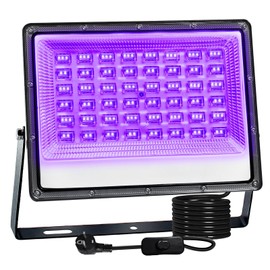 UV Black Light Spotlight 100 W, LED Black Light Lamp IP66 Waterproof UV Floodlight with Plug, UV Floodlight for Glow Party, Blacklight Party, Bar, Disco