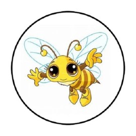 Homemade 48  BEE FLYING.  ENVELOPE SEALS LABELS STICKERS 1.2" ROUND