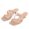 ISNOM Nude Strappy Heels for Women Low Kitten Heel for