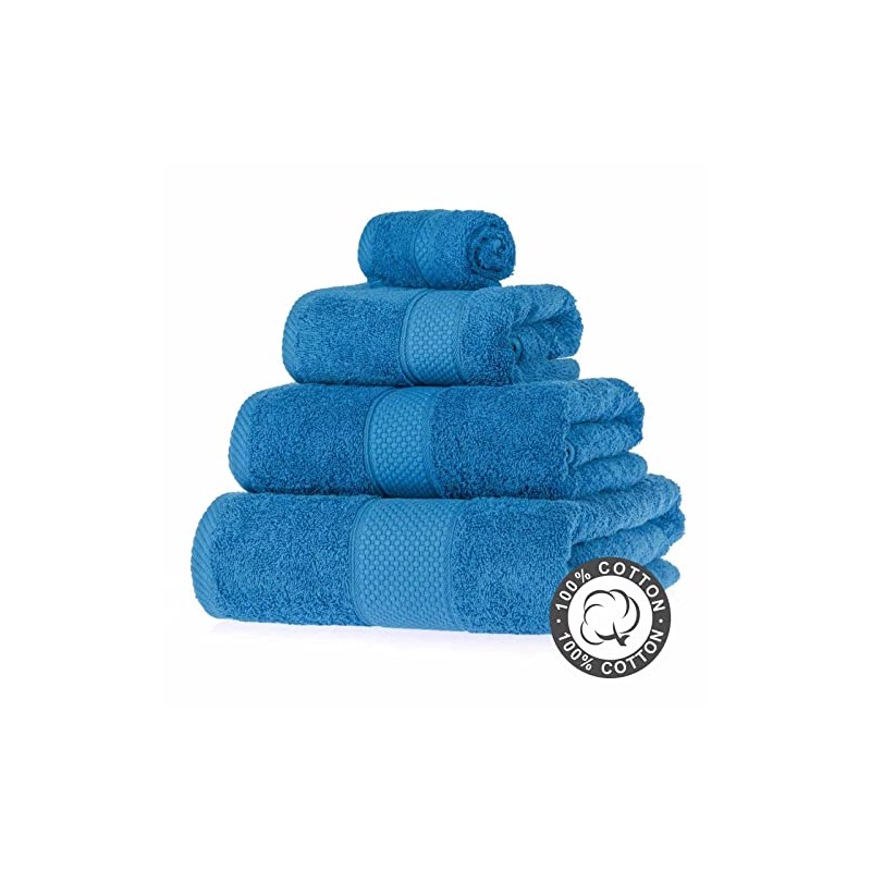 HOMESCAPES Cobalt Blue Turkish Cotton Bath Towel Super Soft Thick