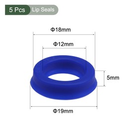 YOKIVE 5 Pieces UN Radial Shaft Seals Industrial PU Oil Seals for Hydraulic Cylinder (Blue, 12mm ID x 18mm OD 5mm Width)