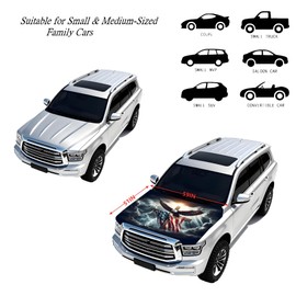 Car Hood Cover Flag - 59x51IN Eagle Hood Covers with 2 Adjustable Triangular Fasteners for Cars Decor, Automotive Exterior Accessories Patriotic Decorations - Hood Cover-2