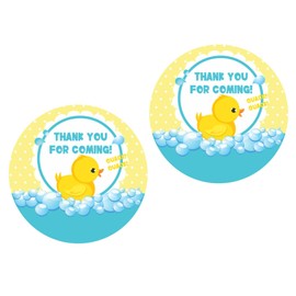 Duck Thank You Stickers 24pcs, for Girl, Boy, Baby Shower, Rubber Ducky Themed Birthday Party Favors Sticker Labels, 2 Inch, Supplies