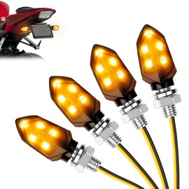 LOPHE Pack of 4 LED Motorcycle Indicators, 12 V Motorcycle Running Light, 5 LED M8 E-Mark Tested Mini Indicator, Universal Indicator Light, Waterproof for Motocross Bicycle Moped