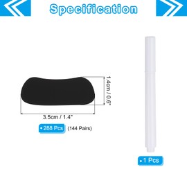 PATIKIL 144 Pairs Sports Eye Black Stickers, Under Eye Black Strips Football Face Stickers Breathable Eyeblack Sticker with 1 Pcs White Pencil for Baseball Fans on Game Day, Black