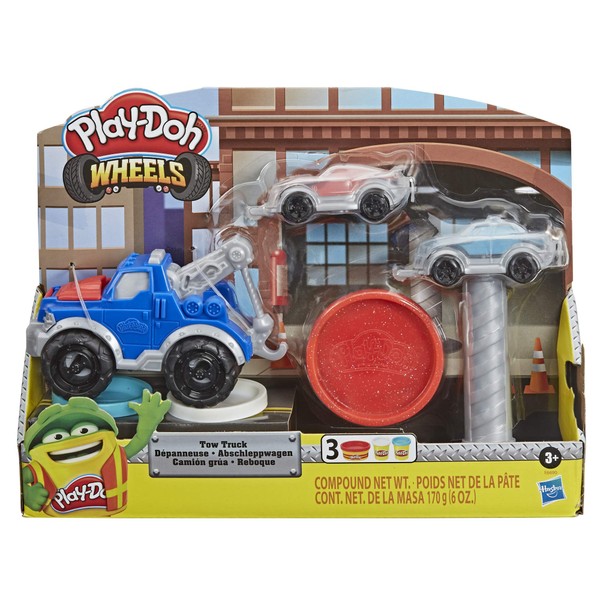 Play-Doh Wheels Tow Truck Toy for Kids 3 Years and Up with 3 Non-Toxic Colors
