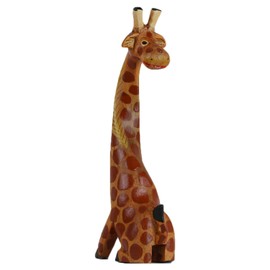 ART-CRAFT Wooden Giraffe Wood Carving Painted Miniature Height 20 cm