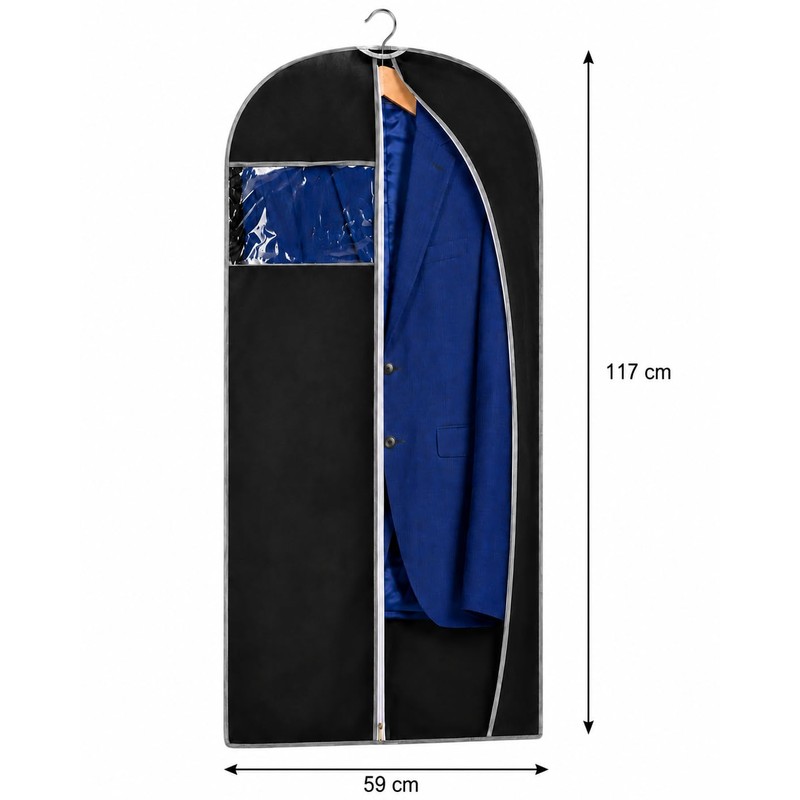 AKORD 3 Pack Breathable 47" Garment Bags for Suits, Dresses