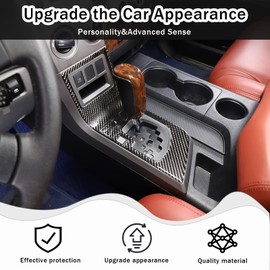 HIRUFAIT Gear Shift Panel Frame Sticker Trim for Toyota Tundra 2007-2013 Center Consoles Accessories, Real Carbon Fiber Automotive Interior Decorative Cover