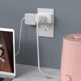 ETL Listed 3 Prong to 2 Prong Grounded Adapter, FiiMan 3 Pin to 2 Pin Polarized Plug Extender Power Strip Triple Outlet Converter, 3-Sided Outlets Wall Plug Splitter for Household Appliances,White (2)