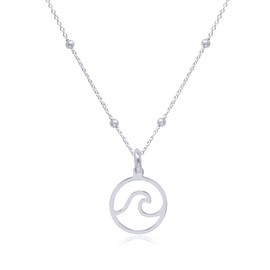 WANDA PLATA Wave Necklace for Young Girls, Women's Silver 925 Beach Jewellery, Maritime Ocean Jewellery, Wave Pendant Chain 40 cm, Sterling Silver