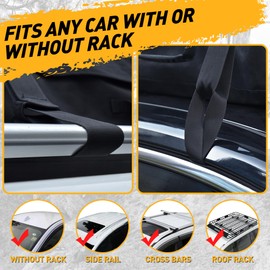 WILDROAD Rooftop Cargo Carrier Bag, 25 Cubic Feet 600D Ultra Anti-Tear Fabric Waterproof Car Roof Bag, Soft-Shell Roof Bag with Storage Bag, Anti-Slip Mat and 6 Door Hooks Fits Car with/Without Racks