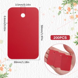 SOFPLATE 200Pcs Red Plastic Shipping Tags Blank Waterproof Tags Rectangle 1.18 x 1.97 Inch FireBrick Eyelet Hanging Identification Tag Labels for Identify Name ID Card Handbag Luggage Outdoor Tagging