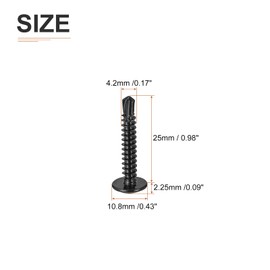 DTGN #8x1 Sheet Metal Screws - 200Pack - for Wood, Furniture - 410 Stainless Steel Phillips Round Head Washer Drill Tail Self Tapping Screws - Black