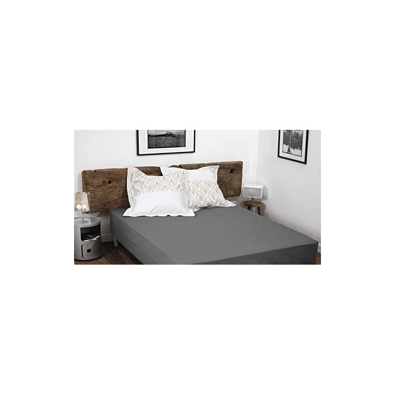 HOME LINGE PASSION, Dark Grey Fitted Sheet 160 x 200