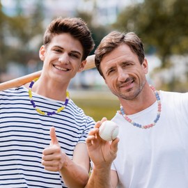 Baseball Beaded Necklace for Men Bling Rhinestone Baseball Drip Accessories Sparkly Luminous Yellow Navy Blue White Diamond Ice Collection Chain Necklace Cool Fun Gifts for baseball Player Team Lover