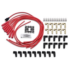 Aflle Racing Universal 8.5mm Spark Plug Spiral Core Silicone Wires Set Red with Straight Boots Fits HEI & Non-HEI V8