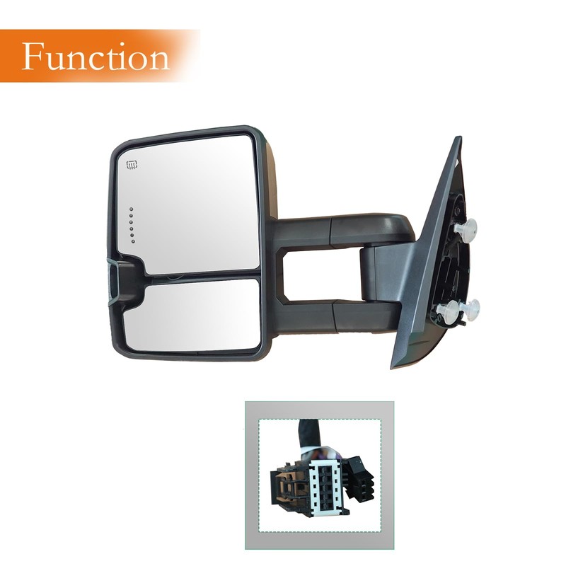 Tow Mirrors Compatible with 2007-2013 Chevy Silverado/GMC Sierra 1500,Power Glass,Power