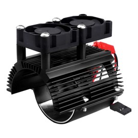 FriHobby Aluminum Motor Heat Sink with Twin Cooling Fan for 1/10 Traxxas E-Revo Summit, Compatible with 40-43mm Motors (Black)