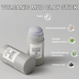 Erinde 2PCS Volcanic Mud Clay Mask Stick, Deep Cleanse Mask With Hyaluronic Acid, Cleansing Clay Mud Mask for Deep Clean Pore Improve Skin Acne Facial Mask, Gentle Exfoliation, Oil Control