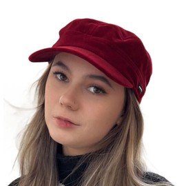 Newsboy Cap Baker Boy Cap Military Cadet Hat Deep Red Velvet CRAGGI