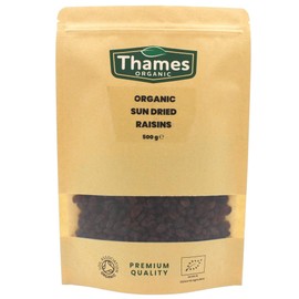 Organic Raisins - Sun Dried, Unsweetened, Unsulphured, Raw, Vegan, GMO-Free, Certified Organic - No Additives or Preservatives - Nutritious and Delicious - Thames Organic 500g
