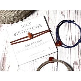 July Birthstone Crystal Bracelet - July Birthday Gift - July Bracelet - July Crystal Bracelet - Carnelian Bracelet - Sailing Rope Bracelet (Taupe)
