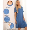 Vlazom Women's Nightdress Round Neck Soft Nighties Buttons Classic Nightgown