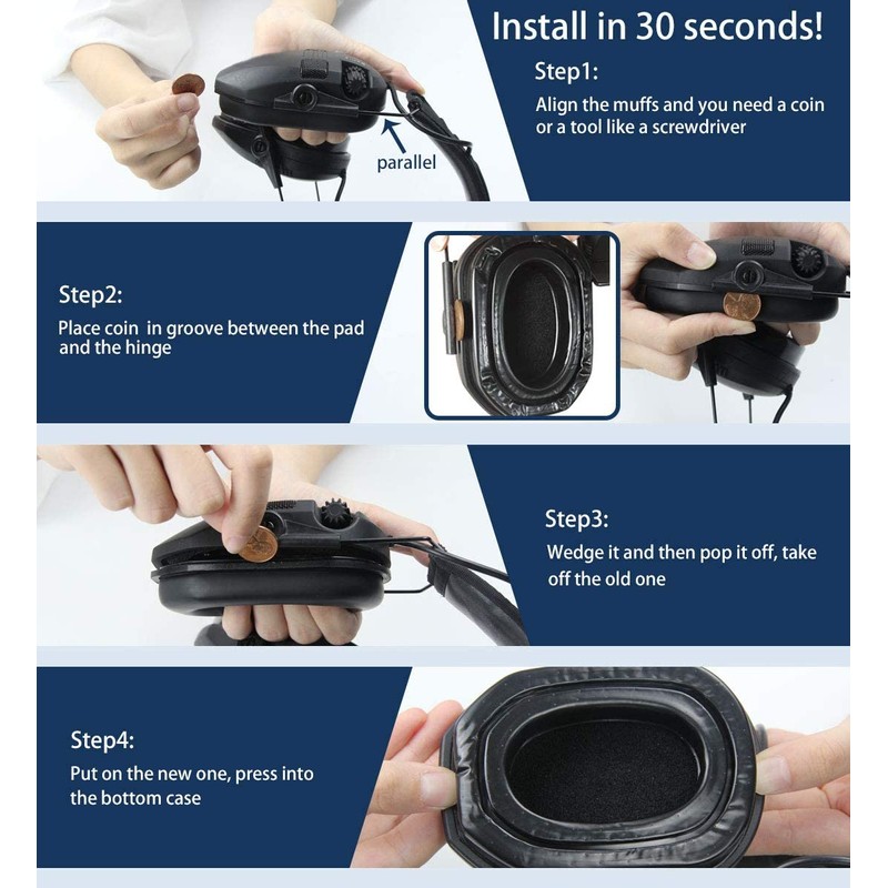 PROHEAR GEP03 2 Pair Upgraded Gel Ear Pads for Walker's