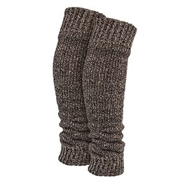 BRUBAKER 1 Pair of Women's Leg Warmers - Long Cotton Leg Warmers - Soft Chunky Knit Leg Warmers - One Size Ankle Warmer - Warm and Comfortable, brown / white