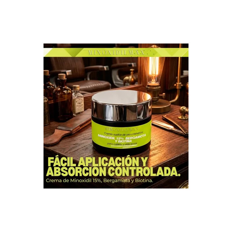 Minoxidilmax 15% + Bergamota + Biotina Crema Cabello Y Barba