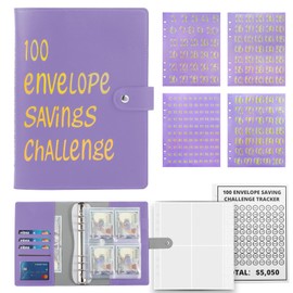 100 Envelopes Challenge Binder,A5 Money Saving Budget Binder with Cash Envelopes Savings Challenges Book to Save $5,050 Budget Planner for Budgeting Planner Saving Money