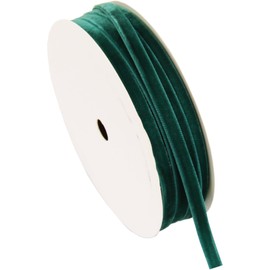 ThreadArt Thin Velvet Ribbon 1/4 Inch - 5 Yard Rolls - for Gift Wrapping, Weddings, Ribbon for Hair Bows, Choker Jewelry, Crafts, Bouquet and More - 0.25" - Hunter Green- 589