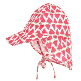 Happy Cherry - Peaked Cap with Neck Protection Beach Hat for Children Boys Girls Unisex Ties Sun Protection UV Protection Tie Hat Baby Cap Breathable Quick Drying - 0-5 Years, Pink - Watermelon