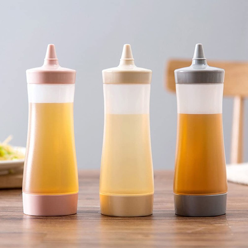 Kichvoe 4 Unidades de Botellas de Condimento Exprimibles con Tapa