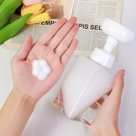 Creative Press-Type Flower Foam Bubble Dispenser Bottle - Cute Transparent Empty Refill for Bathroom Lotion, Hand Soap 250ml 15ea