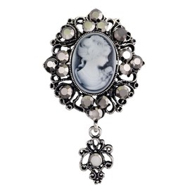 FAIRYGATE Women's Brooches & Pins Vintage Antique Cameo Lady Womens Crystal Rhinestones Breastpin Maiden Brooch Pin for Women Mothers Day Souvenir, B2712