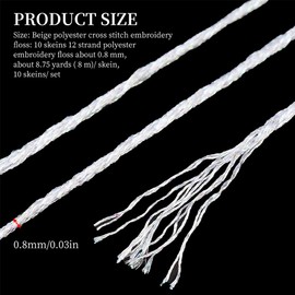CABODYALS 10 Skeins White Polyester Embroidery Floss Metallic Glitter Cross Stitch Thread Gold Silver Shimmer Crewel Polyester Floss Bulk for Hand Sewing Making Birthday Cards Friendship Bracelets