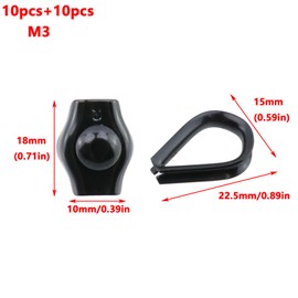 Antrader M3 Simplex Single Bolt Wire Rope Clips and M3 Stainless Steel Thimble for 1/8" Diameter Wire Rope,(10Pc+10Pcs)