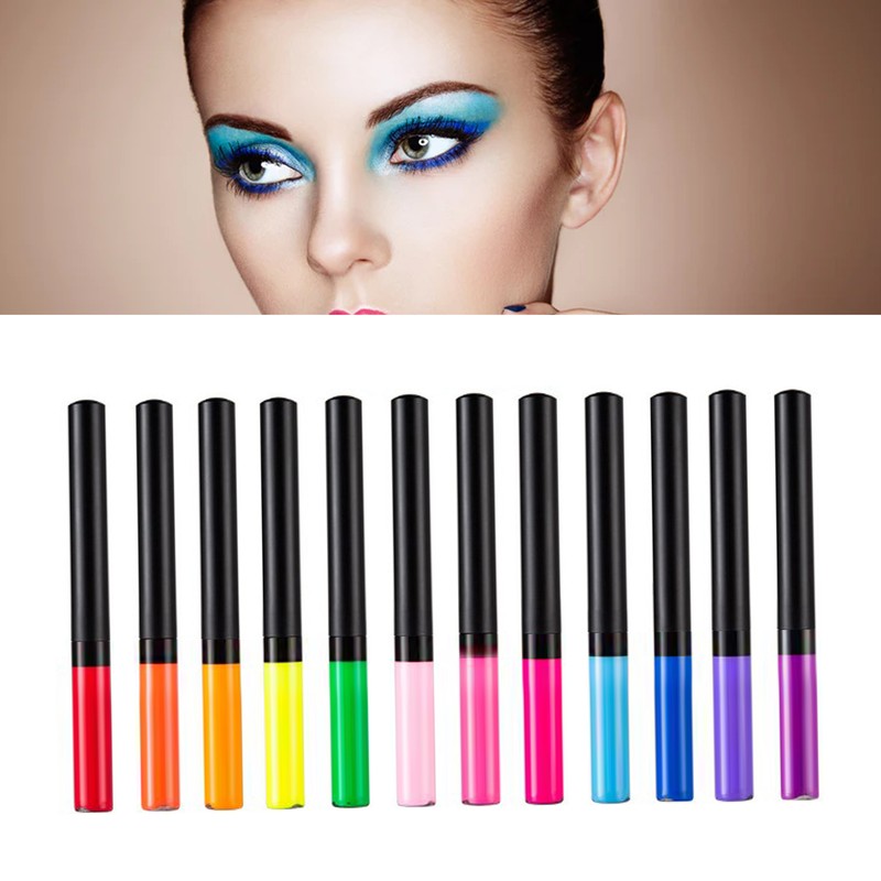 12PCS Liquid Colored Eyeliner Waterproof Fadeless Matte Eyeliner Pencil Set