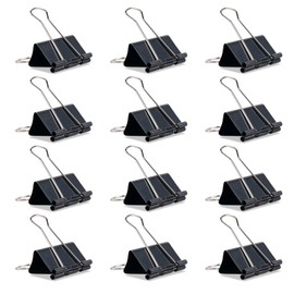 Dalababa 12 Pcs 51mm Foldback Binder Clips, Black Metal Large Bulldog Clips for School Home Office Supplies