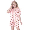 Schbbbta Silk Pajamas Set for Girls Satin Button Down Sleepwear