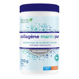 Genuine Health Marine Clean Collagen Powder, 21 servings, 210g tub, 10g collagen per serving, Natural joint, skin, hair, nail support, Unflavoured, Dairy & gluten-Free, Wild-caught, Non-GMO, Keto & paleo-friendly