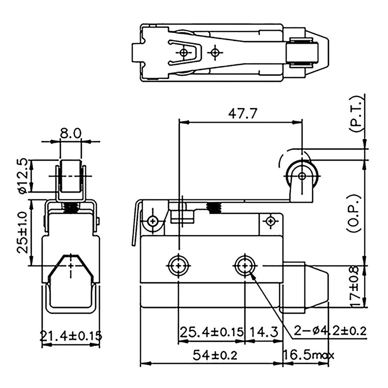 Heschen Horizontal Limit Switch Short Roller Lever Actuator Actuator AC