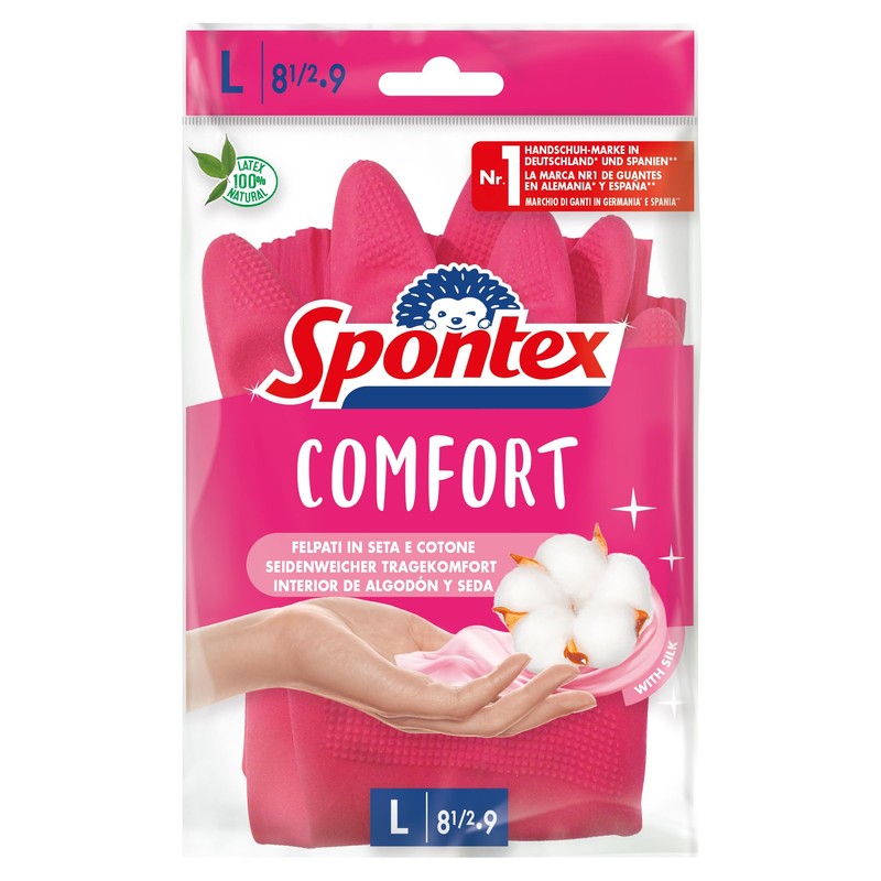 Spontex Comfort Household Gloves for Optimal Protection and Comfort, Size