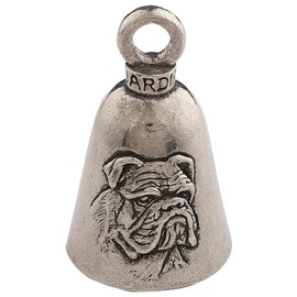 Guardian Bell BULLDOG Good Luck Bell w/Keyring & Black Velvet Gift Bag | Motorcycle Bell | Lead-Free Pewter | Good Luck Gift to Friends & Family | Bike Bell | Made in USA, Small, Silver