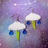 Lightweight Thunder Lightning Bolt Rain Cloud Dangle Earrings with Stainless