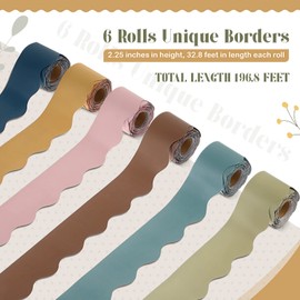TaoBary 6 Rolls 196.8 ft Colorful Borders for Bulletin Board, Scalloped Trim Bulletin Board Decorations for Classroom Decor (Advanced Grey)