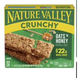 Nature Valley Crunchy Granola Bars, Oats 'n Honey, 12 Bars, 8.94 OZ